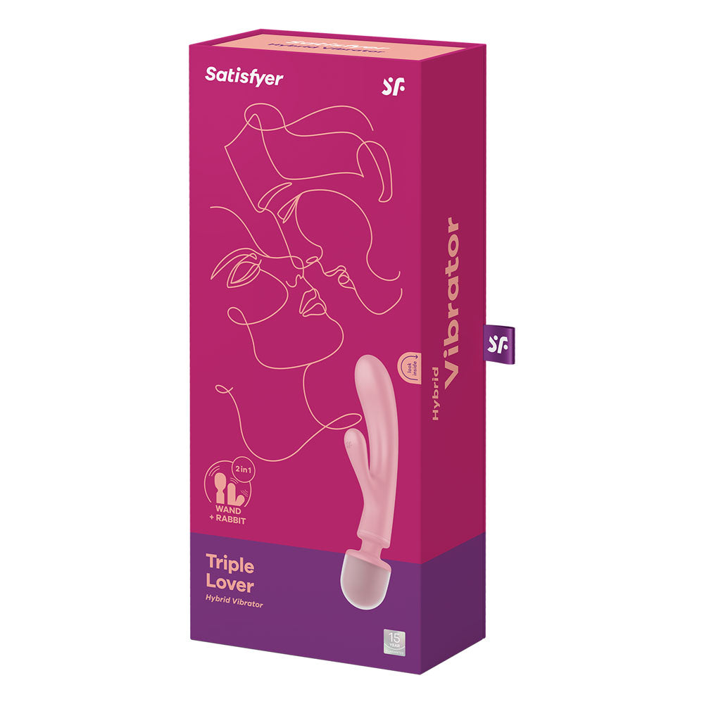 Satisfyer Triple Lover - Pink USB Rechargeable Rabbit Vibrator and Massage Wand-4018218