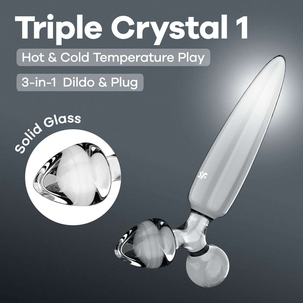 Satisfyer Triple Crystal 1 - Clear - Clear Glass 3-in-1 Butt Plug-4045689
