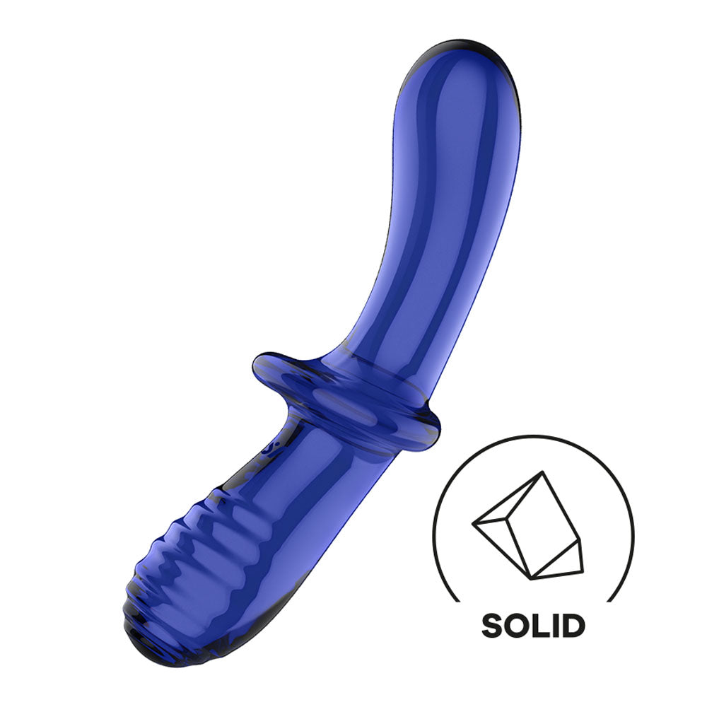 Satisfyer Double Crystal - Blue - Blue Glass Double Ended Dildo-4045931