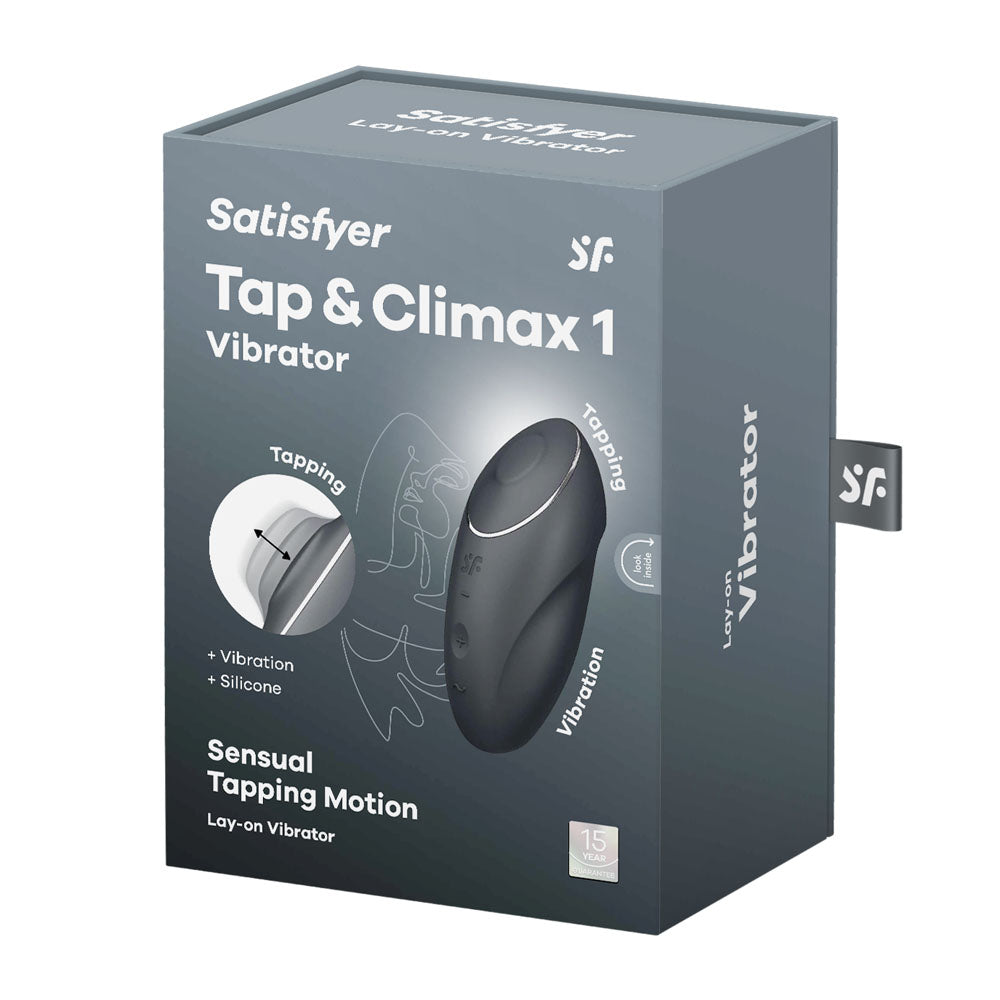 Satisfyer Tap & Climax 1 - Grey - Grey USB Rechargeable Pulsing Stimulator-4046013