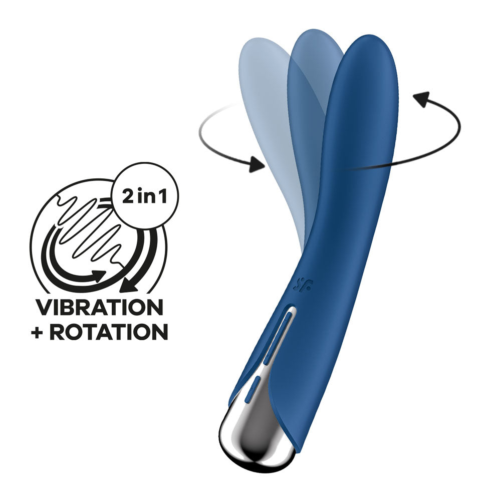 Satisfyer Spinning Vibe 1 - Blue - Blue 17.8 cm USB Rechargeable Rotating Vibrator-4048703