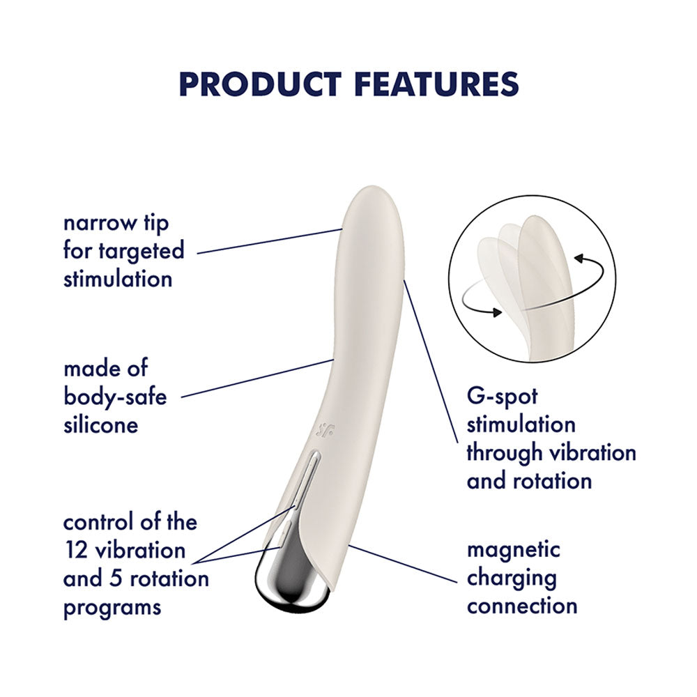 Satisfyer Spinning Vibe 1 - Beige - Beige 17.8 cm USB Rechargeable Rotating Vibrator-4048710