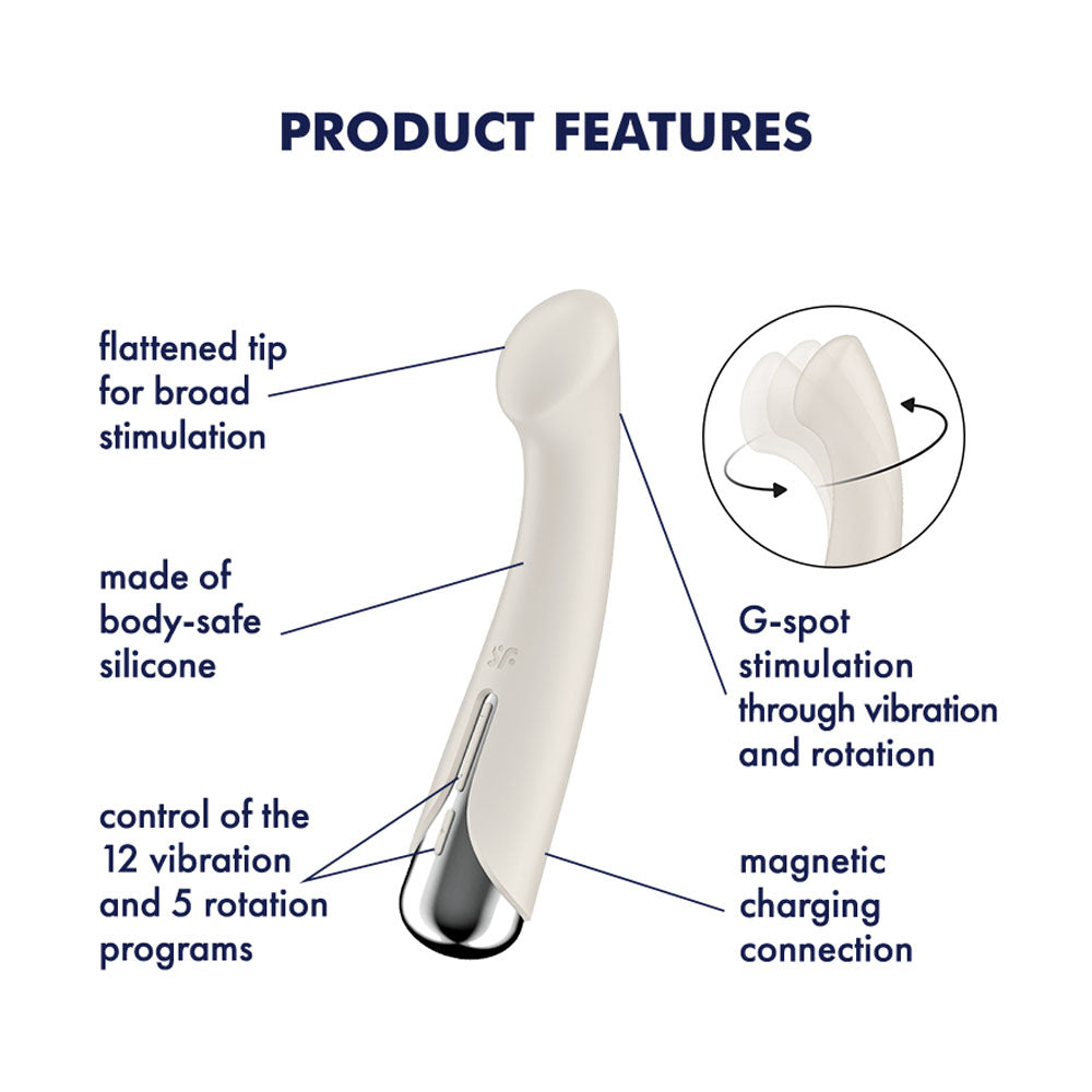 Satisfyer Spinning G-Spot 1 - Beige - Beige 16.5 cm USB Rechargeable Rotating Vibrator-4048772