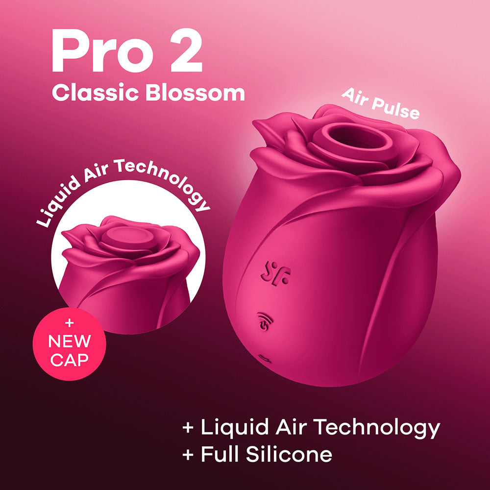 Satisfyer Pro 2 Classic Blossom - Red USB Rechargeable Air Pulse Rose Stimulator-4065854