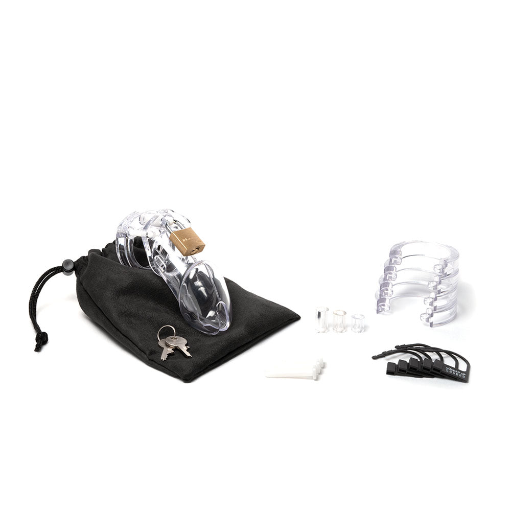 CB-6000 Chastity Cock Cage Kit - Clear - Clear 3.25 Inch Cock Cage Kit-6000CLR