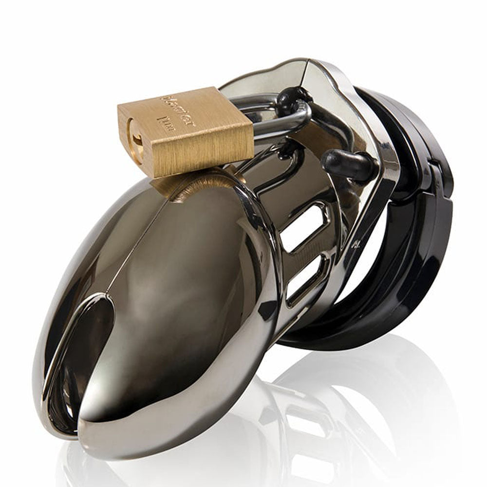 CB-6000S Chastity Cock Cage Kit - Chrome - Chrome 2.5 Inch Cock Cage Kit-6000SCHRM