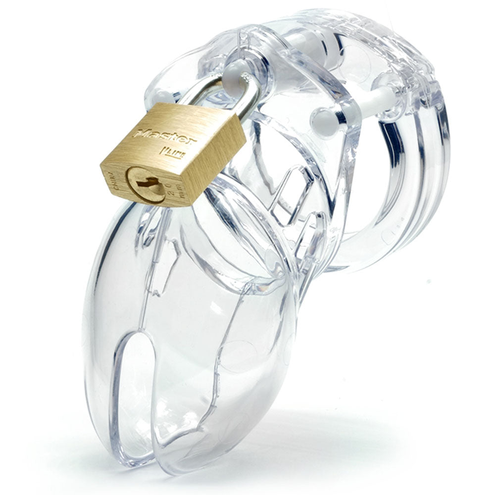 CB-6000S Chastity Cock Cage Kit - Clear - Clear 2.5 Inch Cock Cage Kit-6000SCLR