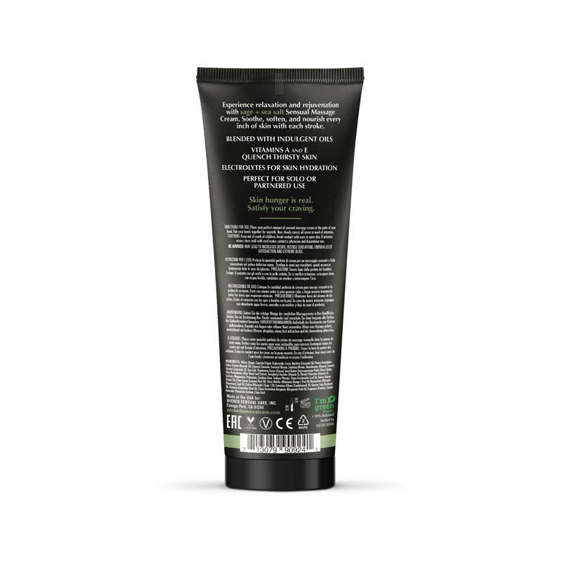 Wicked SAGE + SEA SALT Sensual Massage Cream - Scented Massage Cream - 120 ml Tube-90924