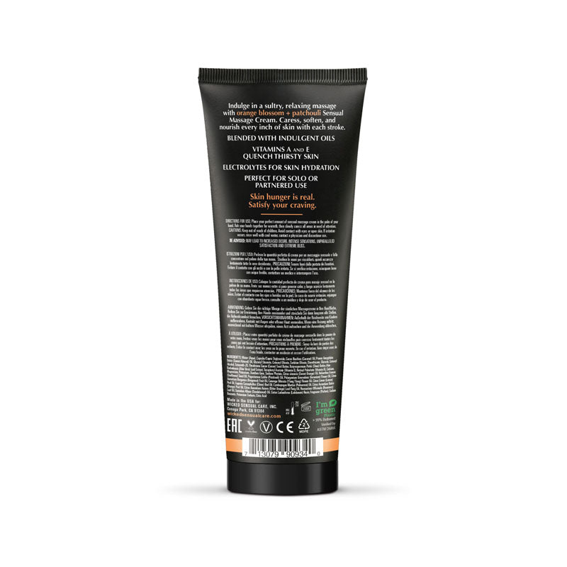 Wicked ORANGE BLOSSOM + PATCHOULI Sensual Massage Cream - Scented Massage Cream - 120 ml Tube-90934