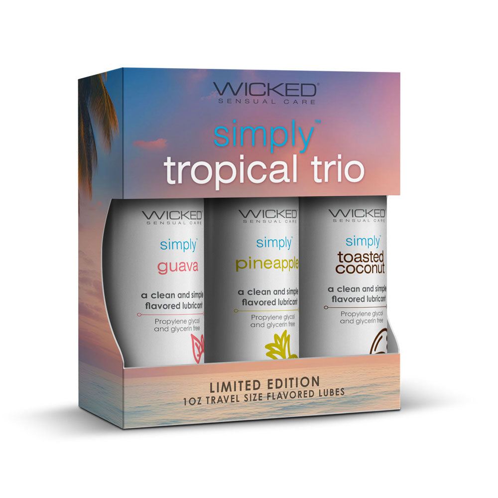 Wicked Simply Tropical Trio - Flavoured Water Based Lubricants - Set of 3 x 30 ml Bottles-91190