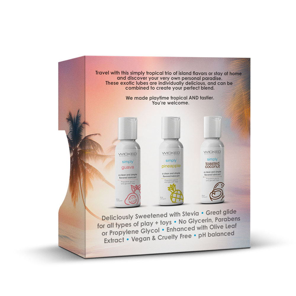 Wicked Simply Tropical Trio - Flavoured Water Based Lubricants - Set of 3 x 30 ml Bottles-91190