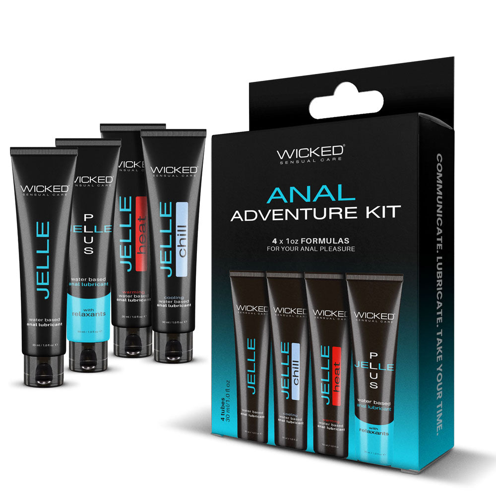 Wicked ANAL ADVENTURE KIT - Mixed Jelle Anal Lubricants 30 ml Bottles - 4 Pack - 99330