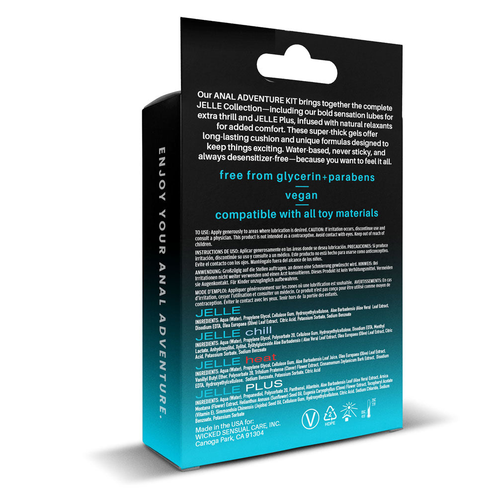 Wicked ANAL ADVENTURE KIT - Mixed Jelle Anal Lubricants 30 ml Bottles - 4 Pack - 99330
