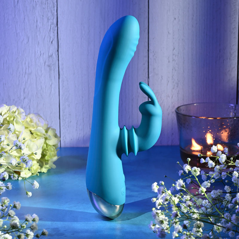 Adam & Eve SHIMMY & SHAKE VELVET RABBIT - Blue 22.4 cm USB Rechargeable Rabbit Vibrator-AE-BL-0013-2