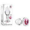 Adam & Eve PINK GEM GLASS PLUG MEDIUM - Clear Glass 8.7 cm Butt Plug with Pink Gem Base-AE-WF-1140-2