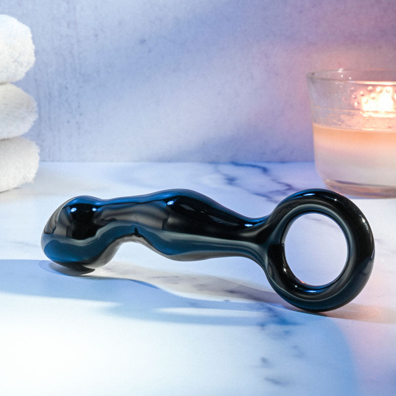 Adam & Eve ADAMS GLASS PROSTATE MASSAGER - Black Glass 16.6 cm Prostate Massager-AE-WF-9307-2