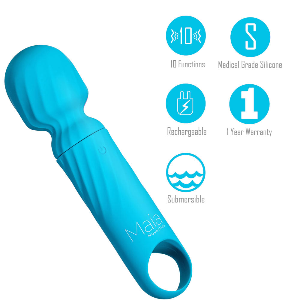 Maia DOLLY - Blue - Blue 12.7 cm USB Rechargeable Massage Wand-AF-004-B4