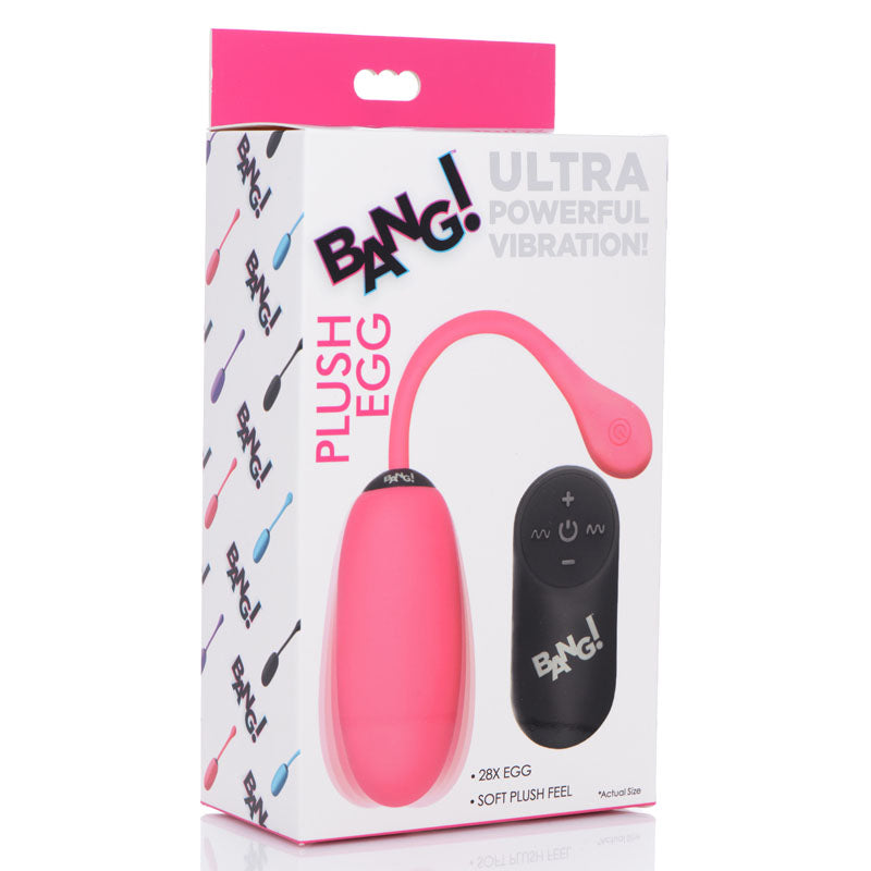 Bang! 28X Plush Egg & Remote - Pink - Pink USB Rechargeable Egg with Wireless Remote-AG590-PINK