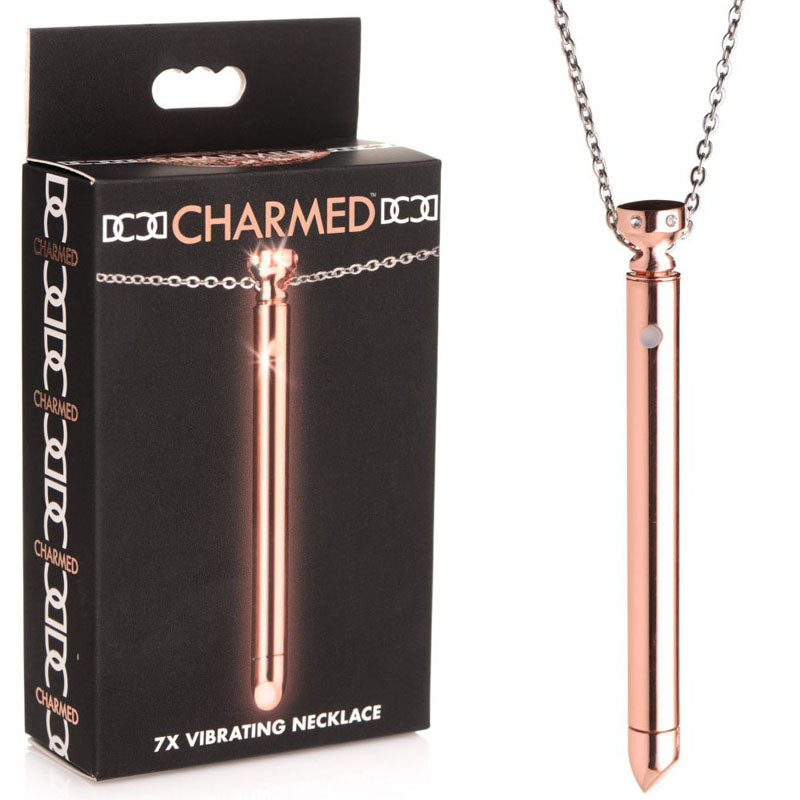 Charmed 7X Vibrating Necklace - Rose Gold 11 cm USB Rechargeable Vibrating Necklace-AG894-ROSE