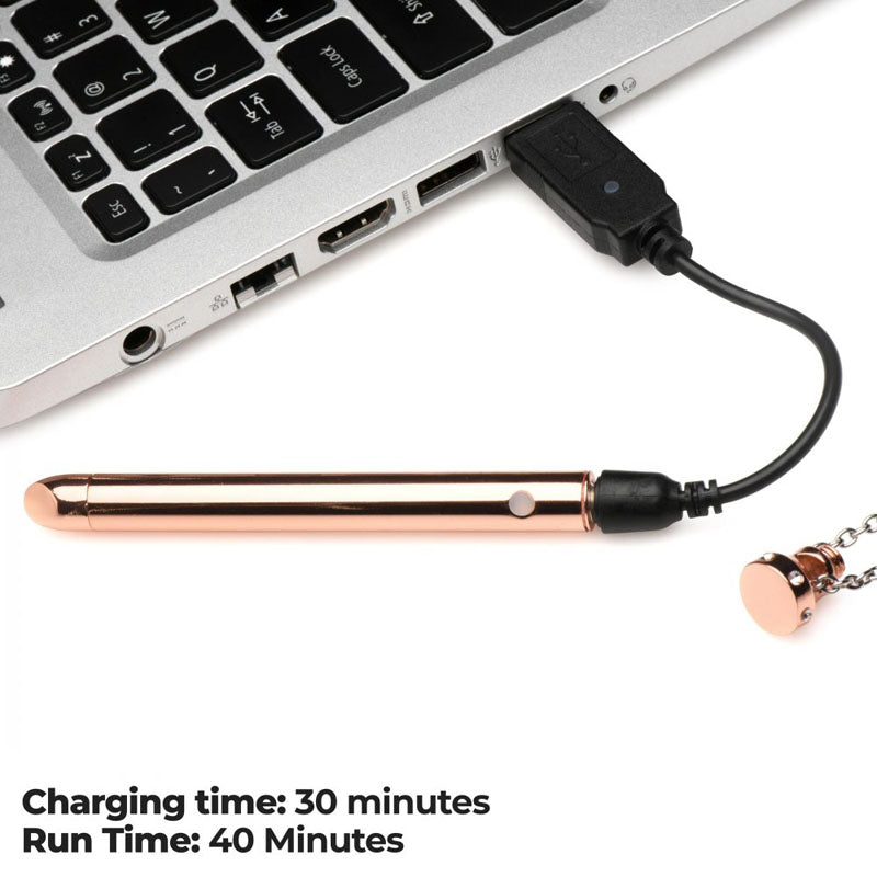 Charmed 7X Vibrating Necklace - Rose Gold 11 cm USB Rechargeable Vibrating Necklace-AG894-ROSE