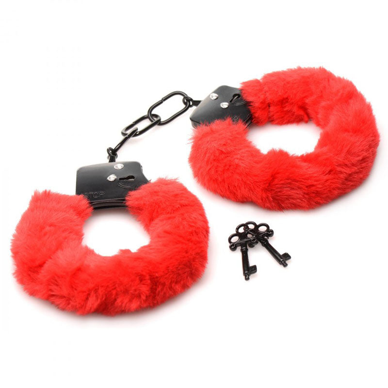 Master Series Cuffed in Fur - Red Fluffy Handcuffs-AG937-RED