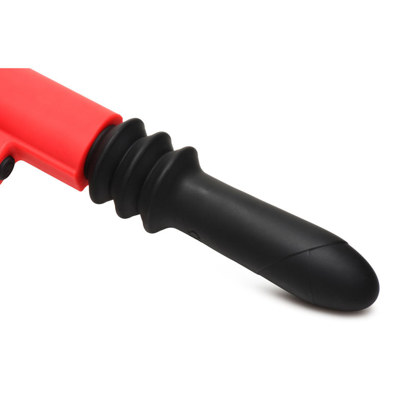 Master Series Pistol Pounder Thrusting Vibrator - Black/Red Thrusting Vibrator with Gun Handle-AH093