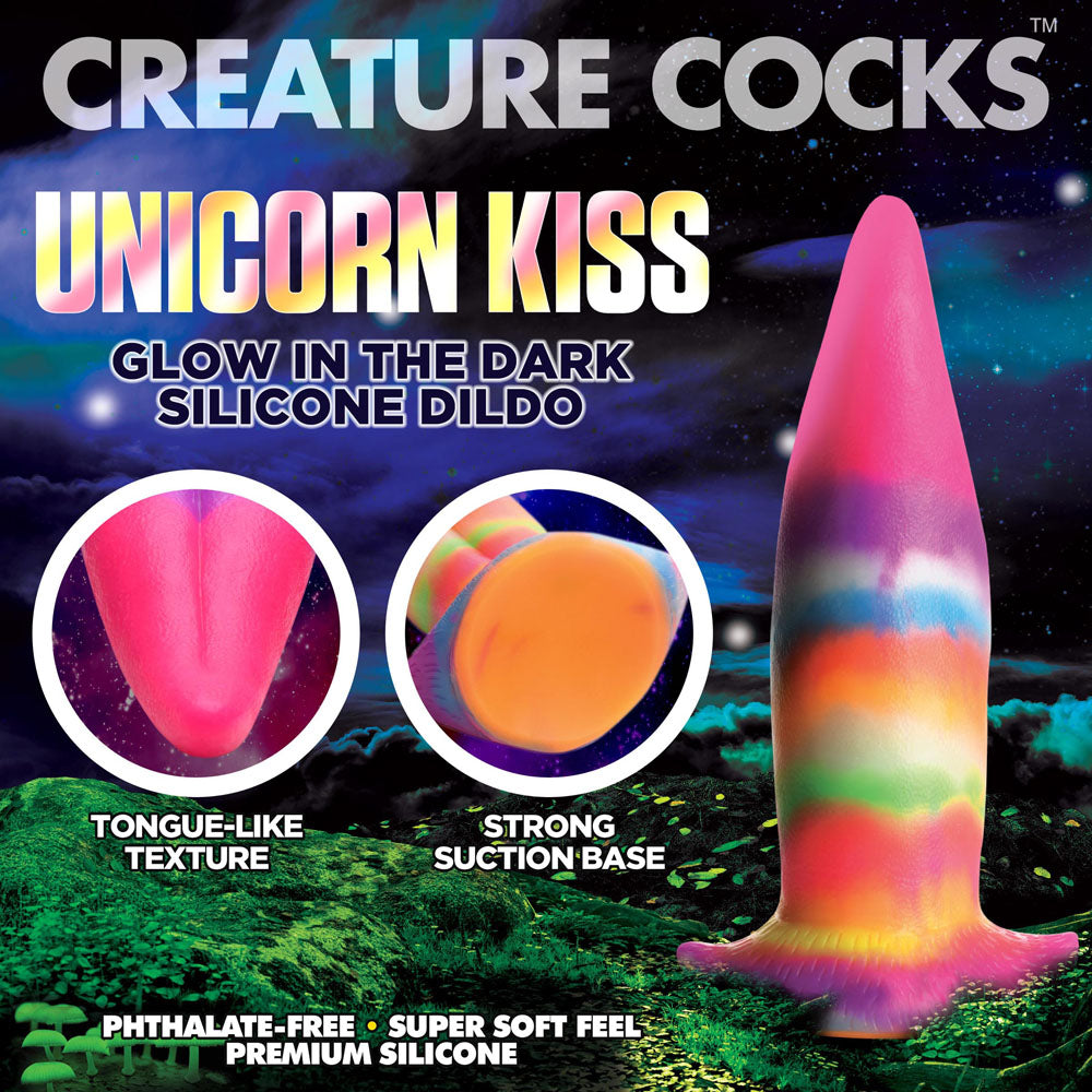 Creature Cocks Unicorn Kiss Silicone Dildo - Coloured 21.4 cm Fantasy Unicorn Tongue Dildo-AH100