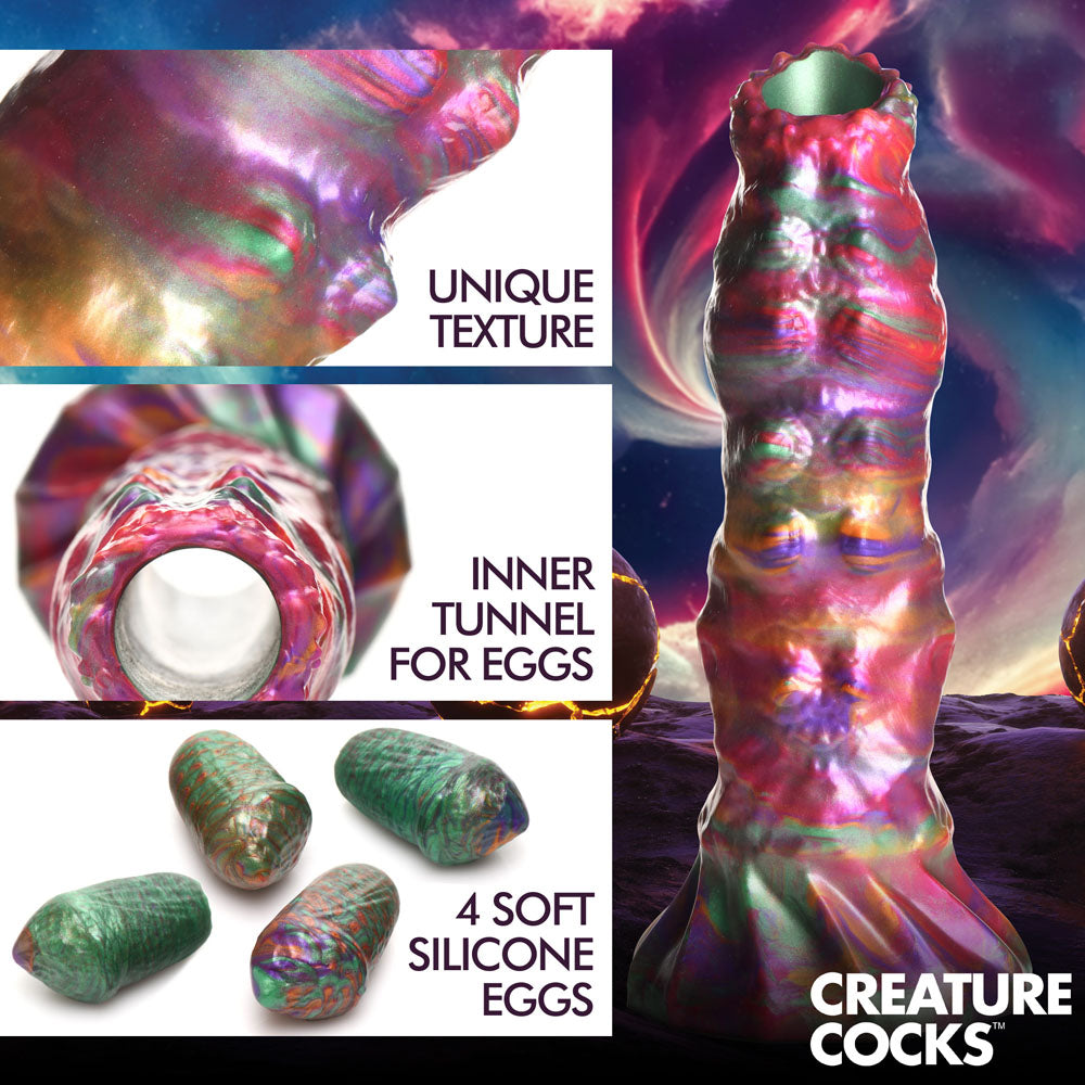 Creature Cocks Larva Silicone Dildo - Coloured 22.9 cm Fantasy Dildo with Eggs-AH195