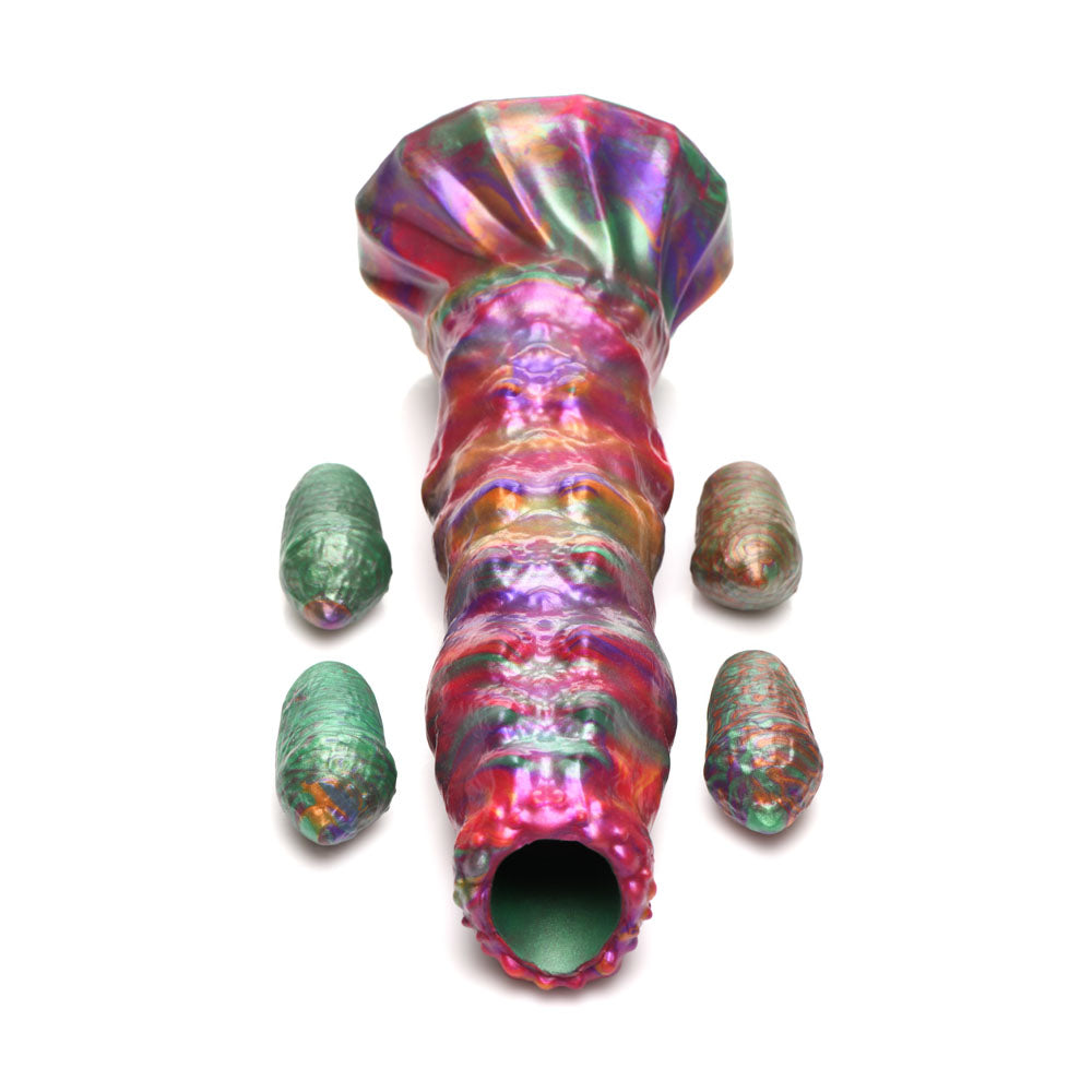 Creature Cocks Larva Silicone Dildo - Coloured 22.9 cm Fantasy Dildo with Eggs-AH195