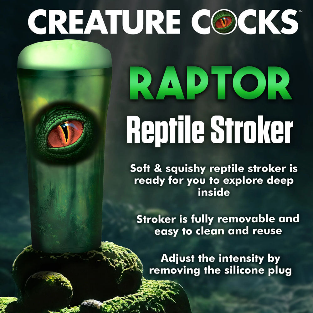 Creature Cocks Raptor Reptile Stroker - Green Fantasy Stroker-AH241