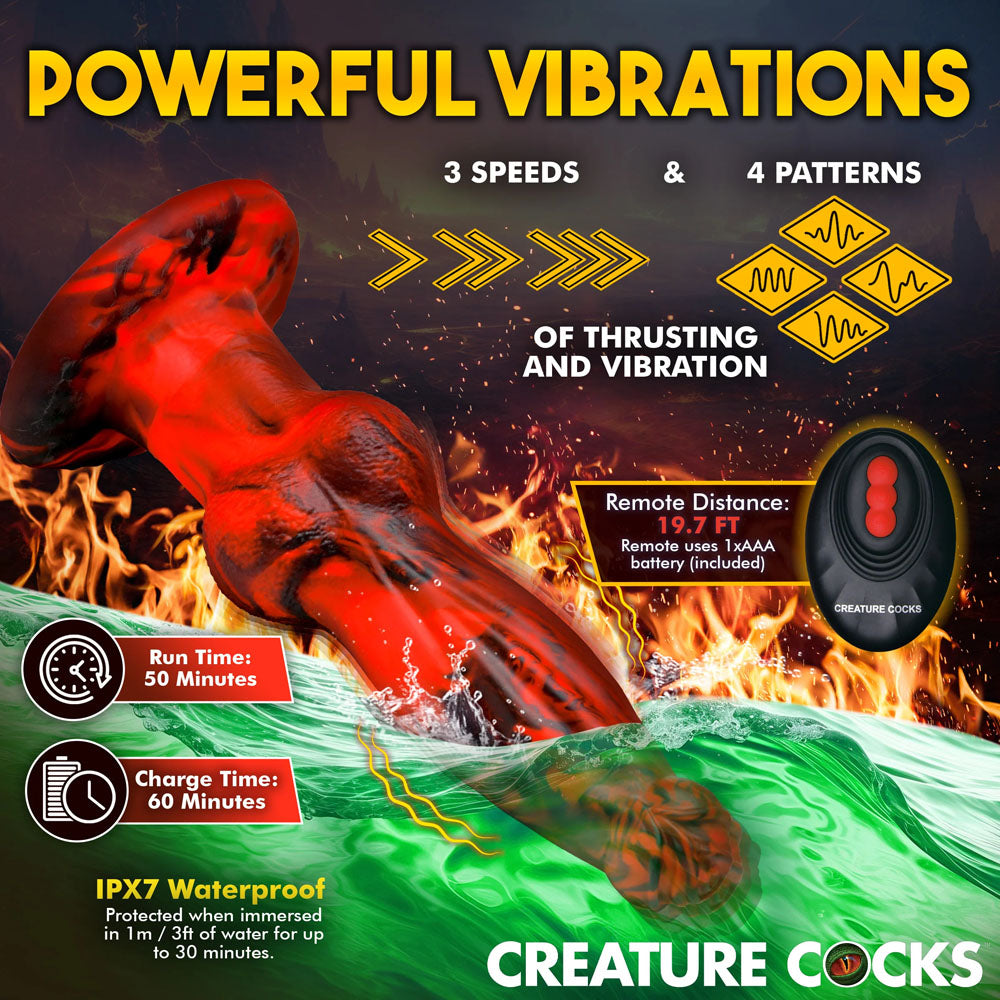 Creature Cocks Hell Wolf - Red 22 cm USB Rechargeable Thrusting Fantasy Dildo