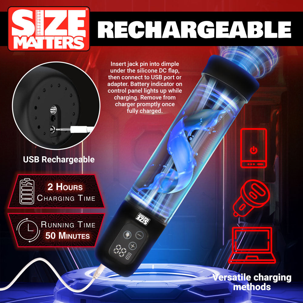 Size Matters Sucking Penis Pump - Clear USB Rechargeable Penis Pump-AH367