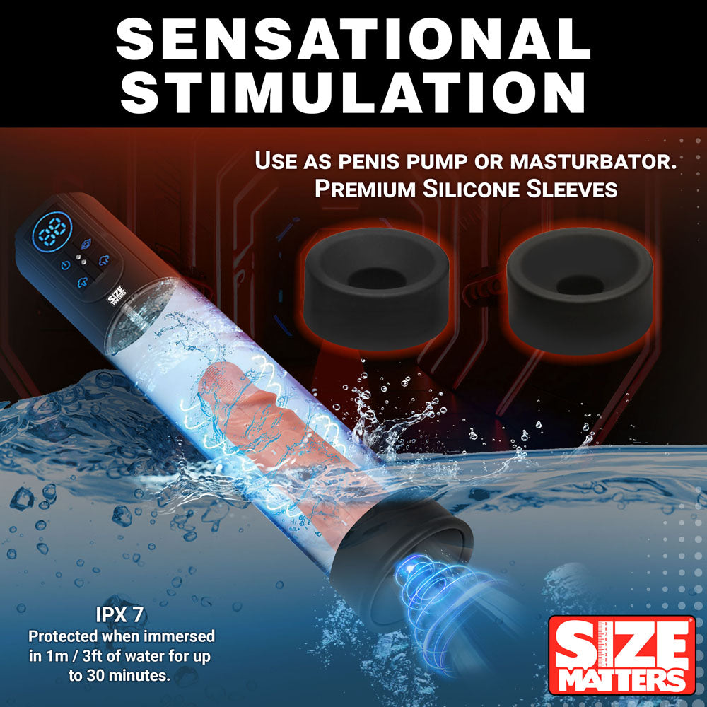 Size Matters Sucking Penis Pump - Clear USB Rechargeable Penis Pump-AH406