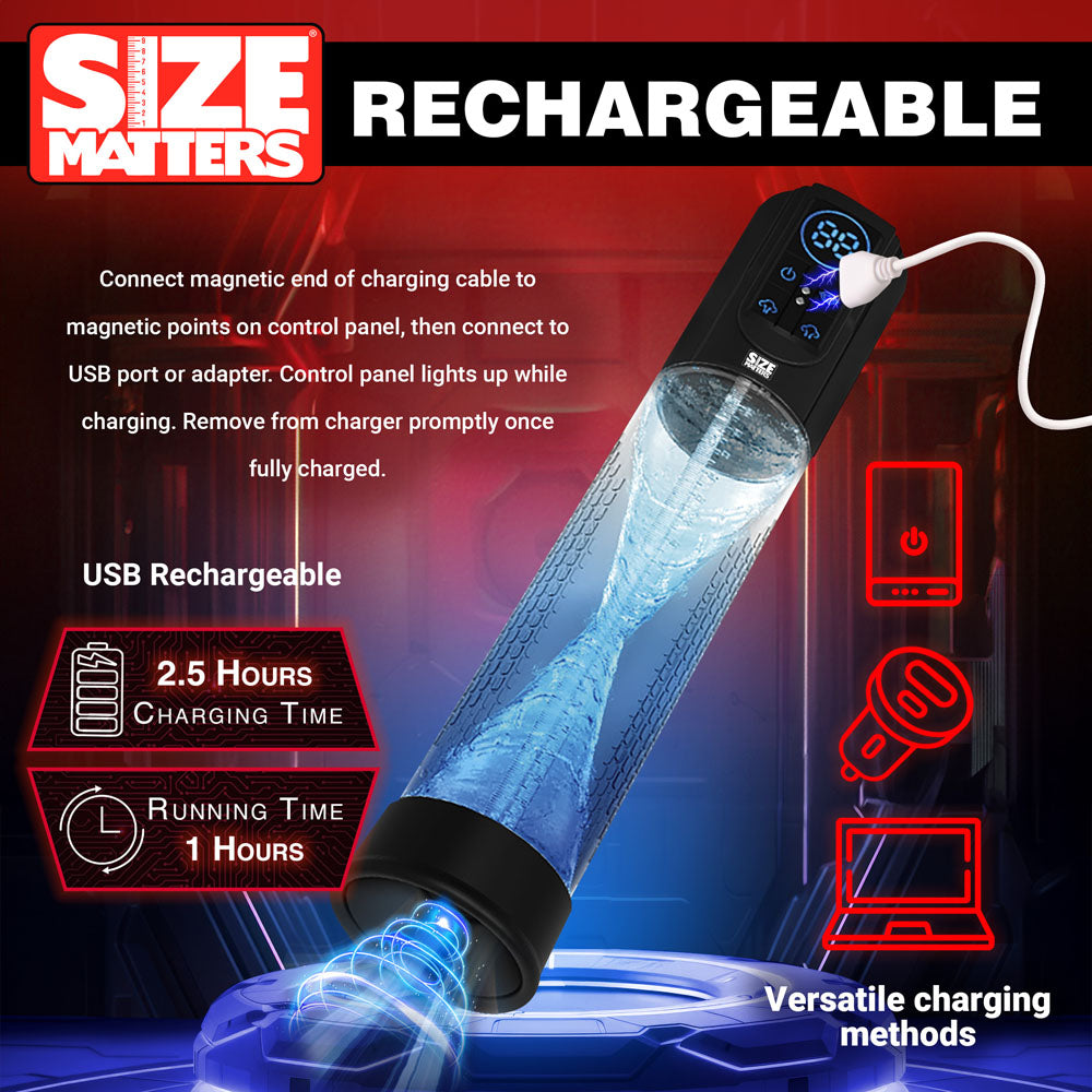 Size Matters Sucking Penis Pump - Clear USB Rechargeable Penis Pump-AH406