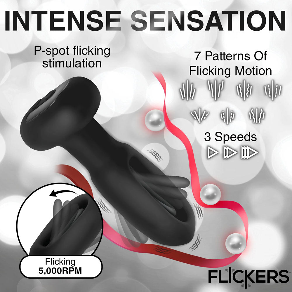 Inmi Flickers Bum Flick Flicking & Vibrating Butt Plug - Black 14 cm USB Rechargeable Flicking Butt Plug with Remote