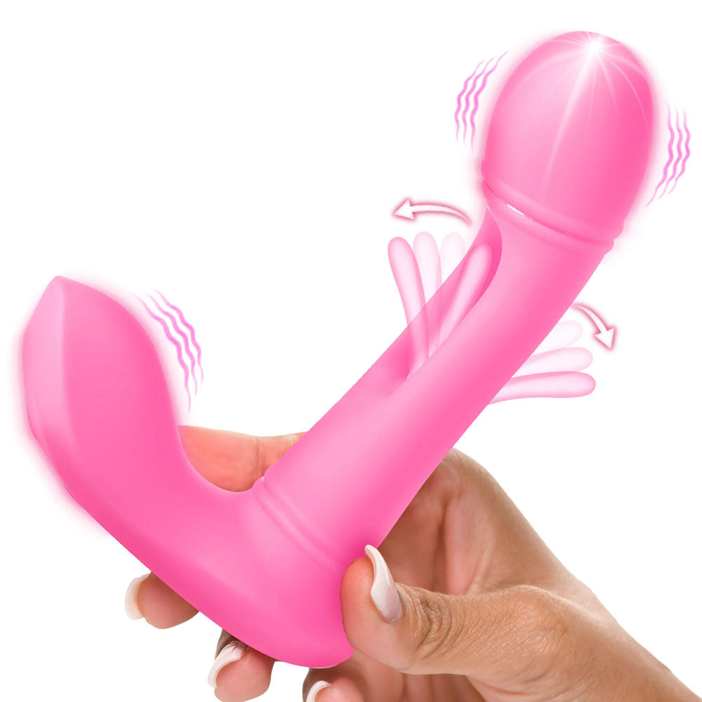 Inmi Flickers G-Flick Flicking G-Spot Vibrator - Pink 15 cm USB Rechargeable Flicking Vibrator with Remote-AH447