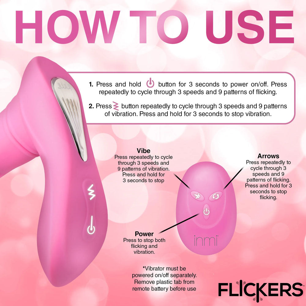 Inmi Flickers G-Flick Flicking G-Spot Vibrator - Pink 15 cm USB Rechargeable Flicking Vibrator with Remote-AH447