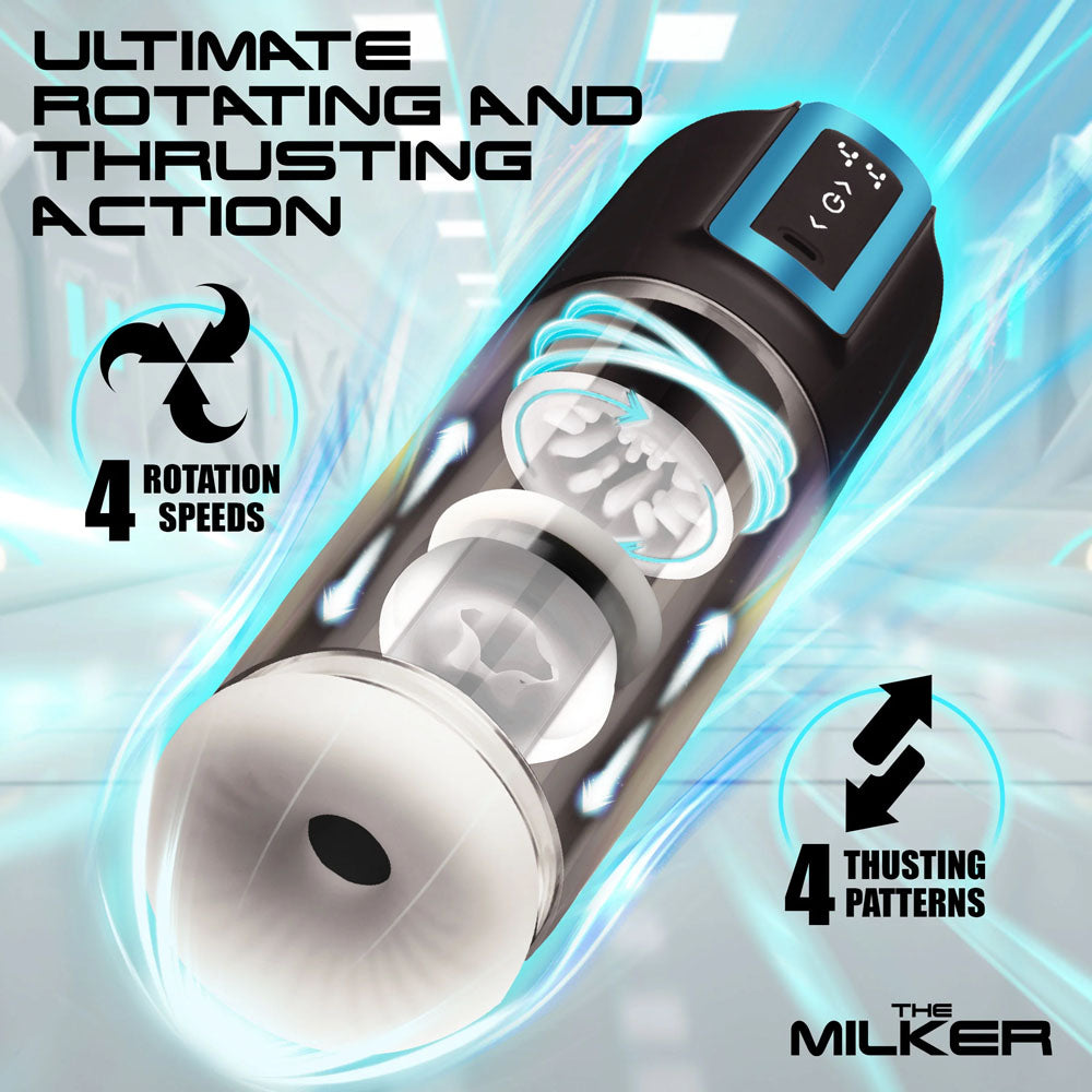 LoveBotz The Milker Roto-Stroke - USB Rechargeable Thrusting & Rotating Male Masturbator-AH533