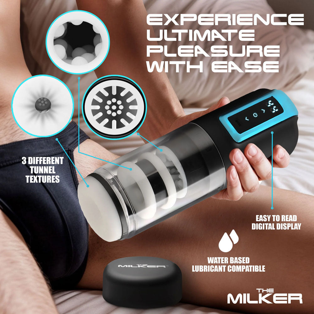 LoveBotz The Milker Roto-Stroke - USB Rechargeable Thrusting & Rotating Male Masturbator-AH533