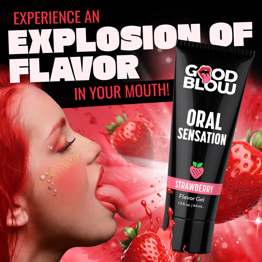 Good Blow Oral Sensation Gel - Strawberry - Strawberry Flavoured Oral Sex Gel - 44 ml Tube - AH590-STRAW