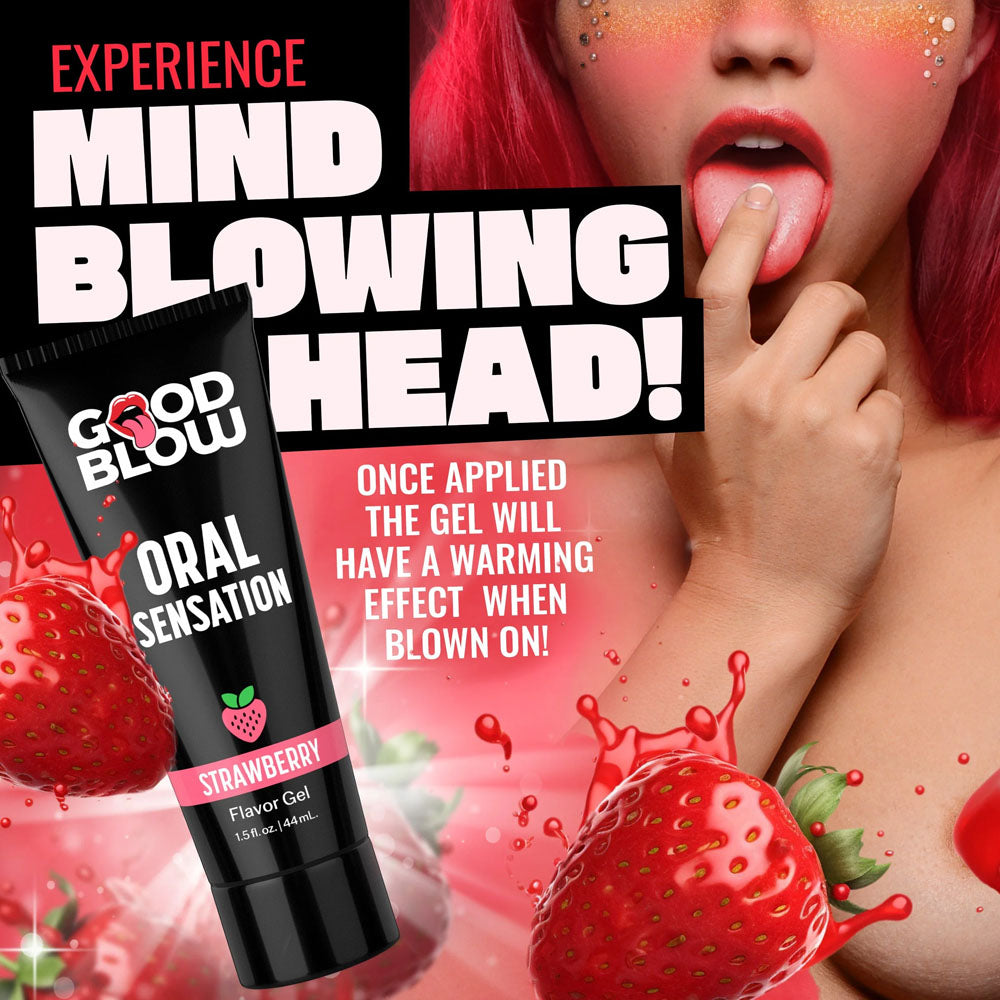 Good Blow Oral Sensation Gel - Strawberry - Strawberry Flavoured Oral Sex Gel - 44 ml Tube - AH590-STRAW