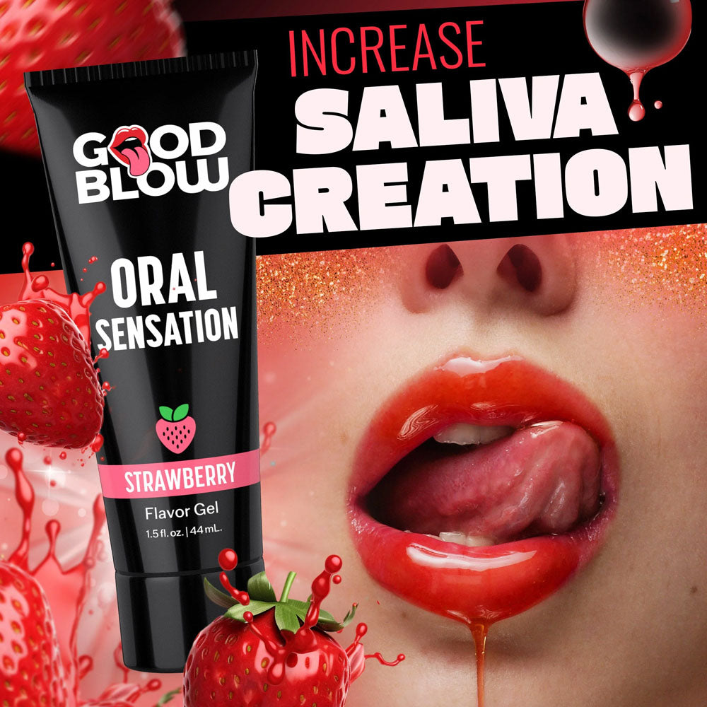 Good Blow Oral Sensation Gel - Strawberry - Strawberry Flavoured Oral Sex Gel - 44 ml Tube - AH590-STRAW