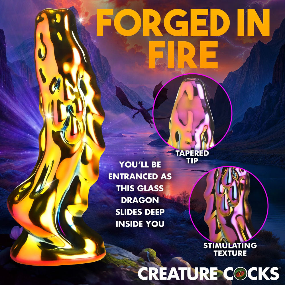 Creature Cocks Dragon Glass - Coloured 15.7 cm Glass Fantasy Dildo - AH628