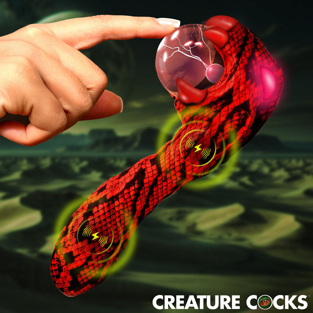 Creature Cocks Cobra - Red 18.5 cm USB Rechargeable Fantasy Vibrator with Plasma Ball-AH734