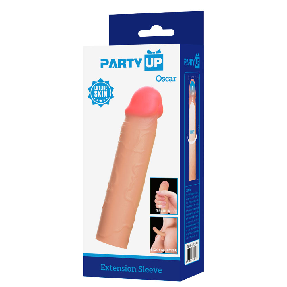Party Up OSCAR 1 Inch Extender Sleeve - Flesh 1 Inch Penis Extender Sleeve-BI-026252-PU