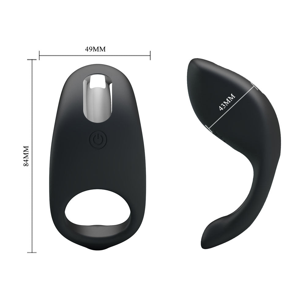 Party Up KING Rechargeable Cock Ring - Black USB Rechargeable Cock Ring-BI-210162-PU