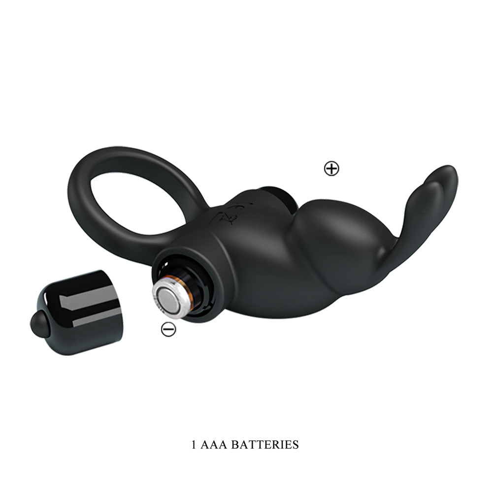 Party Up LARRY Vibrating Cock Ring - Black Vibrating Cock Ring-BI-210204-PU