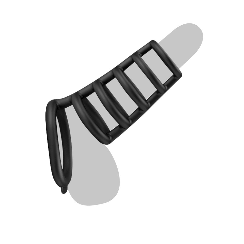Party Up KIM Cock Cage - Black Cock Ring Cage-BI-210225-PU