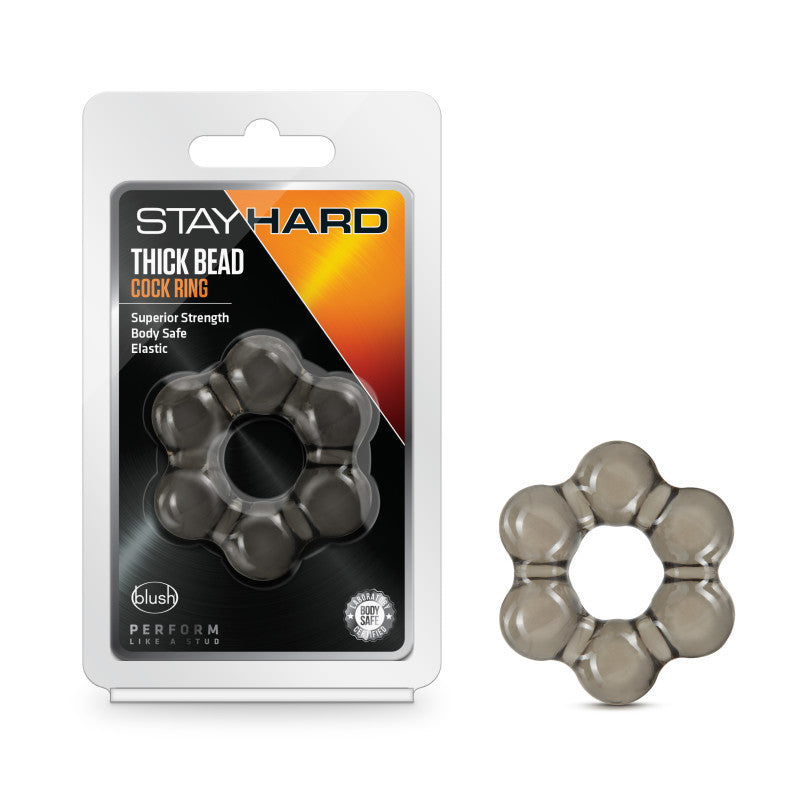 Stay Hard Thick Bead Cock Ring - Black Cock Ring-BL-00365