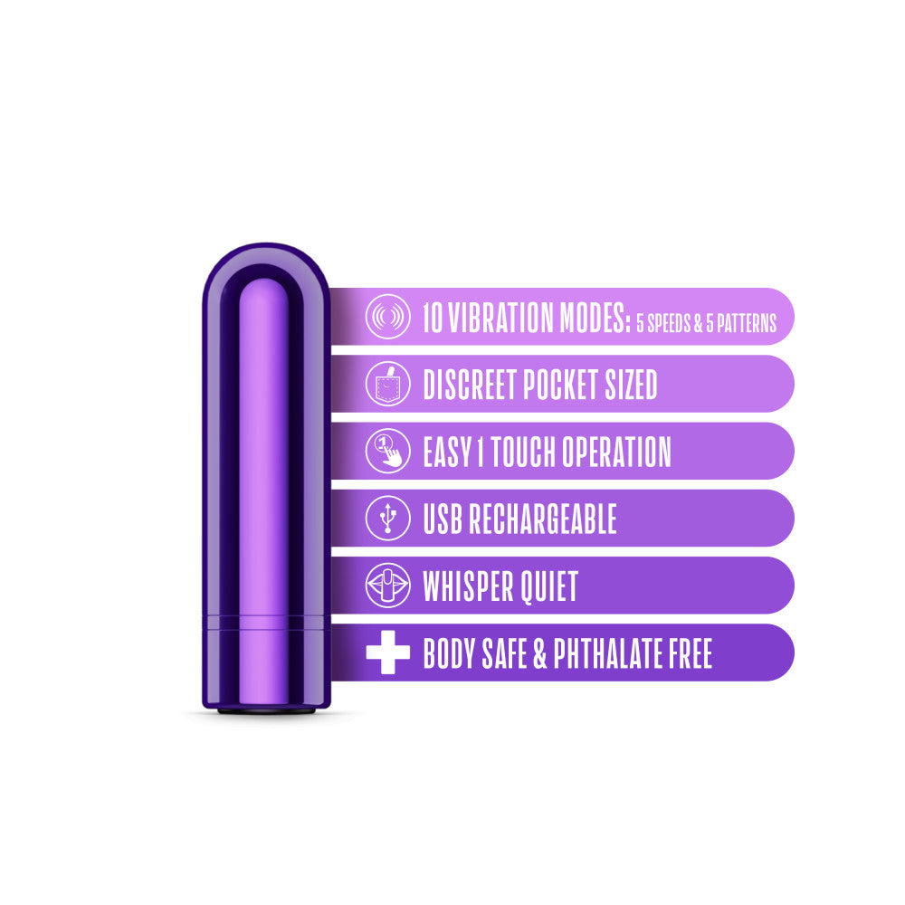 Kool Vibes - Rechargeable Mini Bullet - Grape - Purple 6.4 cm USB Rechargeable Bullet